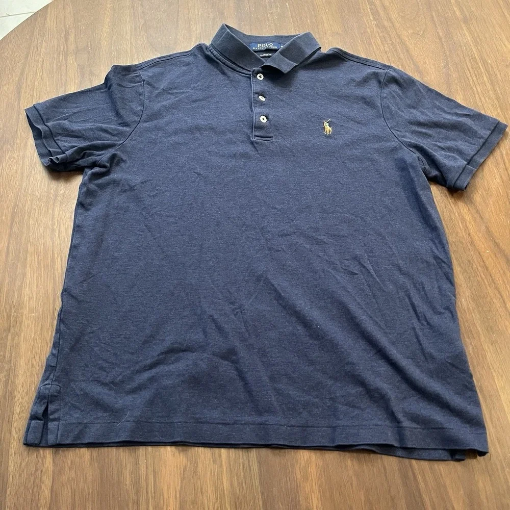 Polo Ralph Lauren Polo M Mens S/S Classic Blue Gray Flesh Pony Preppy Cotton